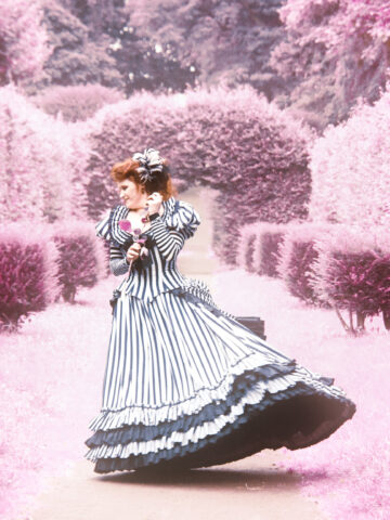 Model Oh! Marisha in a pink garden