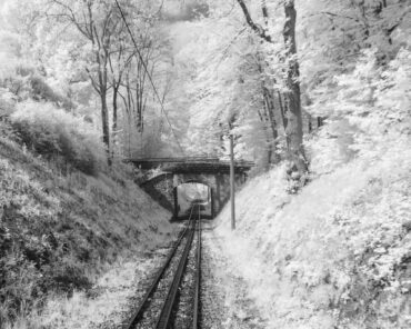 And infrared photo of a railway bridge